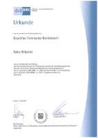 Urkunde Geprüfter Technischer Betriebswirt (IHK)